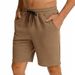 Men's Summer Staircase Fabric Shorts Solid Color Drawstring Five Point Pants_viptrois.com