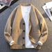 Men's Clothing Men's Autumn Casual Knit Cardigan Sweater - Soft Long Sleeve Open Front Coat, Loose Fit, Ribbed Cuff & Collar, Machine Washable_viptrois.com