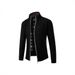 Men's Slim Fit Fleece-Lined Cardigan With Stand Collar - Warm Winter Sweater For Business Casual Style_viptrois.com