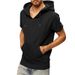 Men's New Summer Short-sleeved T-shirt Hoodie Casual Solid Color Tops_viptrois.com