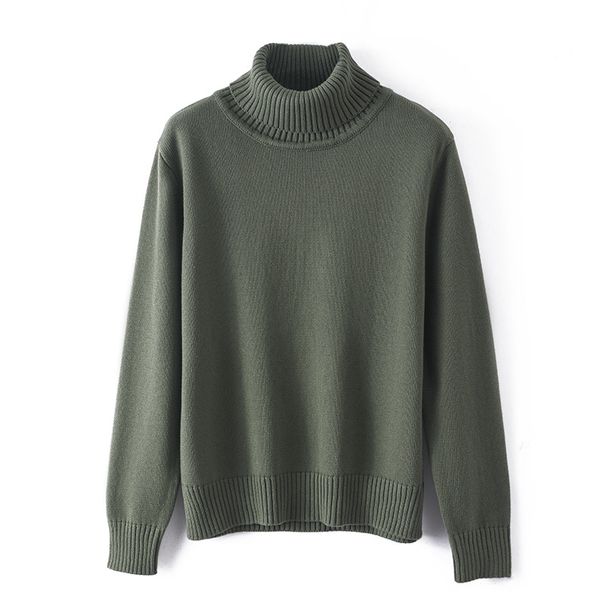 25 Autumn Winter New Thickened Pure Cotton Knitted Sweater For Men With High Collar Pullover Long Sleeve Base Shirt_viptrois.com