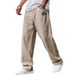 Men's Clothing Casual Cotton Linen Drawstring Waist Pants With Embroidered Logo, Relaxed Fit, Multiple Pockets, Available In 10 Colors_viptrois.com