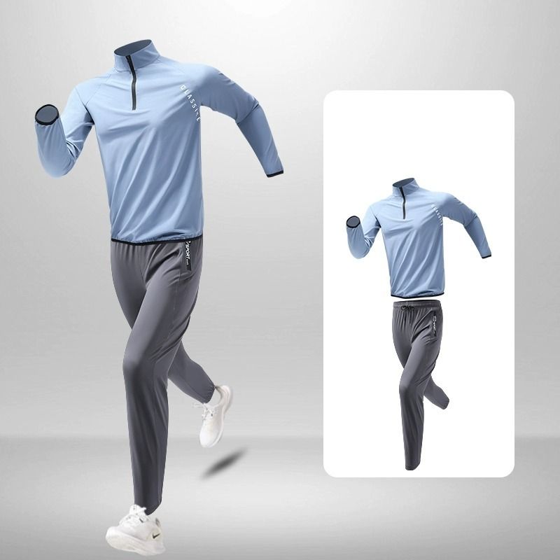 Men's Clothing Sports suit men's running quick-drying clothes fitness clothes loose spring and autumn windproof outdoor morning jogging _viptrois.com