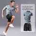 Men's Clothing Short Sleeved Ice Silk Gradient Quick Drying Two Piece Suit Running Suit Sports Suit Sports Style_viptrois.com
