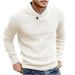 New Product Fashion Knitwear Pullovers Youth/Men Acrylic Lapel Pure Color Long Sleeve Slim Sweater_viptrois.com
