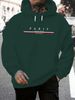 Men's Autumn And Winter Casual Fashionable Loose Hooded Sweatshirt With Parisian Letter Pattern Printed Warm Long Sleeved Pullover_viptrois.com
