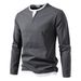Monochrome Man- 2025 New Men's Solid Color Henley Neck Long Sleeve T-Shirt Spring Autumn Casual Base Shirt Cotton Breathable Comfortable_viptrois.com
