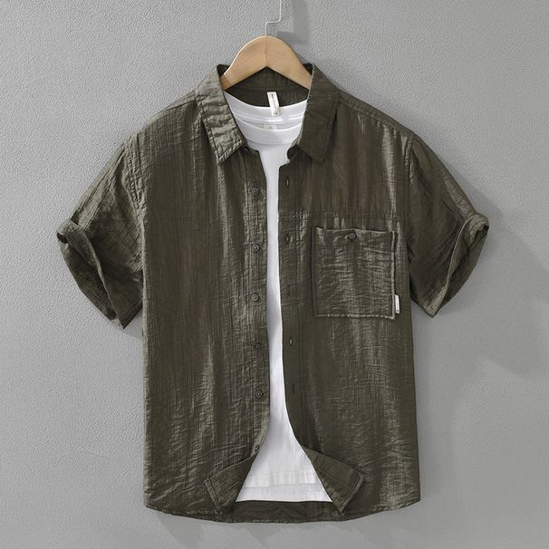 Trendy Men's Short Sleeved Shirt, Fashionable And Versatile, Artistic And Casual, Loose And Breathable Top_viptrois.com