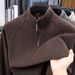 Double-Sided Thermal Base Shirt Men, Half-Zip Winter Warm Stand Collar Long Sleeve T-Shirt, Casual Versatile Sweatshirt_viptrois.com