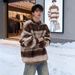 Retro Mohair Round Neck Sweater, Contrasting Striped Knit Sweater, Couple Jacket_viptrois.com