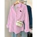 Elegant Oversized Blouse With Drop Shoulder & Single Button Closure – Soft Stretch Fabric, Flattering Fit For Women, Versatile Casual Wear_viptrois.com