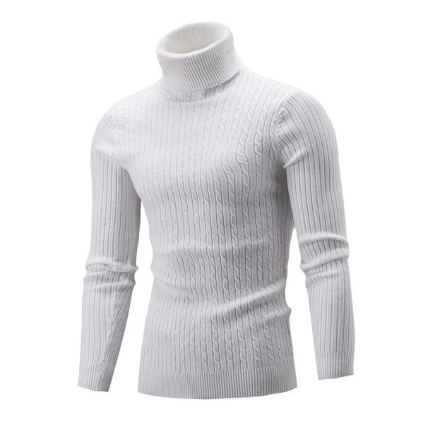 Sweater Men's Knitted Sweater Autumn And Winter New European And American Turtleneck Solid Color Twist Bottoming Shirt_viptrois.com