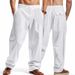 Cross-border European And American Vacation Men's Loose Linen Casual Wide-leg Trend Beach Sports Four-season Breathable Trousers_viptrois.com