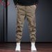 Men's Casual Jogger Pants Streetwear Drop Cargo Adjustable Drawstring Khaki Black Gray_viptrois.com