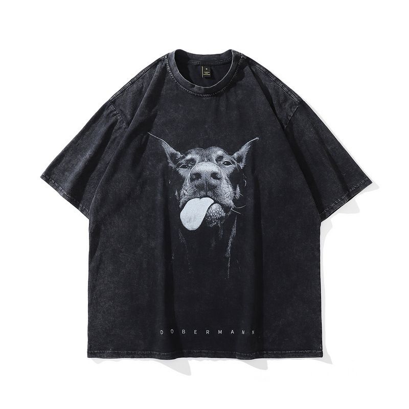 Cotton star printed short sleeve T-shirt for women ins Japanese original style loose wash done Old couple outfit_viptrois.com