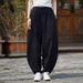 Chinese-style Men's Spring And Summer Thin, Loose, Large-sized Casual Long Pants, Wide-leg Cotton And Linen Curved Knife Pants_viptrois.com