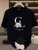 Men's 100% Cotton GL Camellia Print Tee, CLARIVO PARIS Casual Round Neck French Vintage Short Sleeve T-shirt_viptrois.com