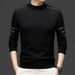 Men's Retro Jacquard Sweater – Half-High Collar Winter Knit (Khaki/Rust Red/Dark Gray/Black, M-4XL, Vintage-Inspired Textured Pullover)_viptrois.com