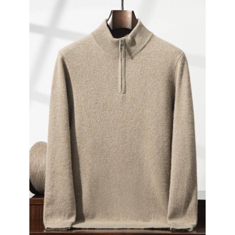 Nordmann Autumn Winter New Heavyweight Thickened Cashmere Wool Turtleneck Half Zipper Base Shirt Men's Warm Knitted Top_viptrois.com