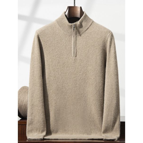 Nordmann Autumn Winter New Heavyweight Thickened Cashmere Wool Turtleneck Half Zipper Base Shirt Men's Warm Knitted Top_viptrois.com