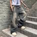 "Men's Vintage Washed Denim Jeans – High Waist, Loose Fit, Straight Leg, S-XXXL, Distressed Style For Casual & Streetwear"_viptrois.com
