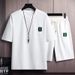 Men's Clothing Waffle Short Sleeved T Shirt Men's Summer Ice Silk Shorts Short Sleeved T Shirt Casual Sports Large Size Suit Men's Clothing Trend_viptrois.com