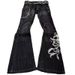 New Heavy Industry Embroidered Jeans Men's And Women's Same Punk Flared Pants Y2k Washed Trousers Dark Pants_viptrois.com