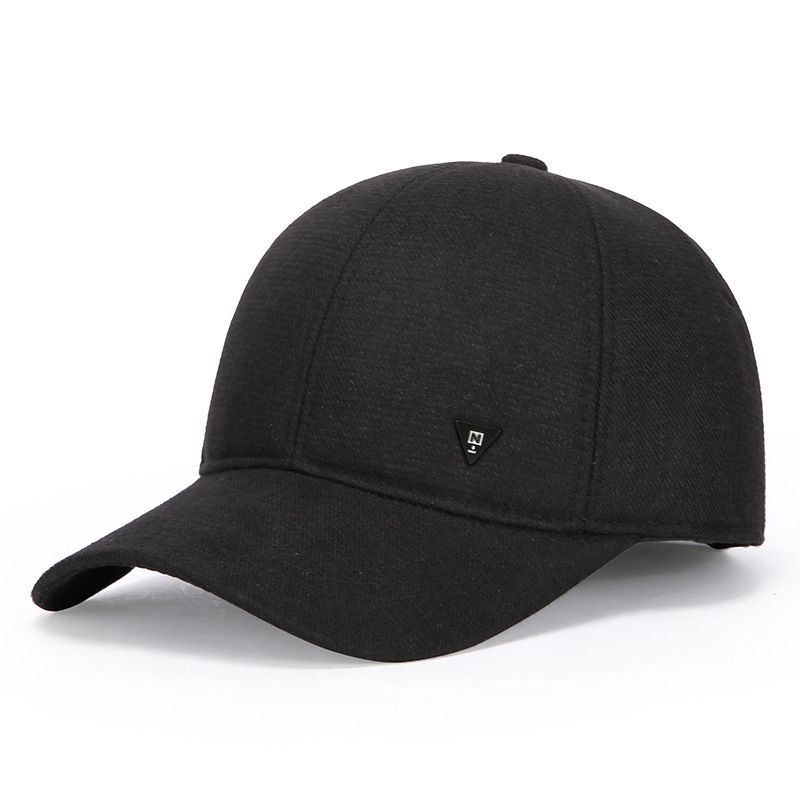 Men's Autumn Winter Woolen Baseball Versatile Middle-aged Elderly Fleece Thick Warm Hat Dad Ear Protection Duckbill Cap_viptrois.com