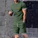 Men's Casual Sports Suit Fitness Short Sleeved T Shirts And Shorts_viptrois.com