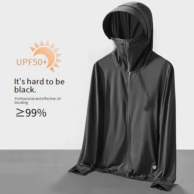 Men's Summer Ice Silk UPF Sun Hoodie – Ultra-Thin Breathable Fishing Shirt, Anti-UV Sun Protection Jacket For Outdoor Sports_viptrois.com