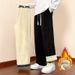 Heavyweight Sherpa-Lined Fleece Pants – Winter-Ready Relaxed Fit (Black/Dark Gray, Straight & Tapered Styles)_viptrois.com