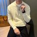 Old Qian Style Cable Knit Polo Shirt Men's Autumn And Winter Half Zipper Heavyweight Cable Knit Sweater Stand Collar Inner Layer Base Shirt_viptrois.com