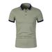 Men's Solid Color Polo Shirt Short Sleeve T-Shirt Fashionable Turn down Collar plus Size Casual Top for Men_viptrois.com