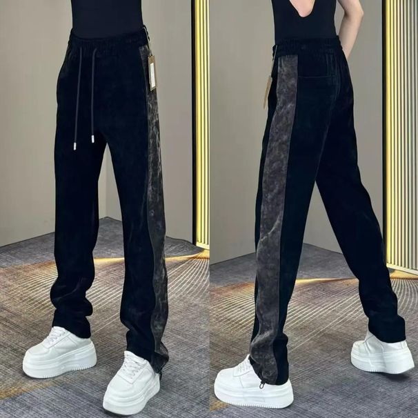 Autumn Winter New Men's Simple Personality Light Luxury Color Block Casual Slim Fit Versatile Skin-Friendly Fashion Long_viptrois.com