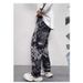Men's Clothing Mosaic Print Design Jeans Retro Washed Loose Casual Straight Floor Length Wide Leg Trousers_viptrois.com