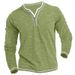 Men's Clothing new colorful cotton small V neck cardigan men's casual autumn and winter long sleeved comfortable soft stretch henley T shirt_viptrois.com