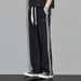 Men's Clothing Straight Leg Casual Sweatpants Men's Summer Loose Trendy Brand Hong Kong Style Drape Wide Leg Pants Thin Striped Versatile Sports Pants_viptrois.com