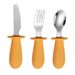 Mother & Kids Silicone Short Handle 316 Stainless Steel Children's Knife, Fork And Spoon 3 Piece Set Infant Eating Spoon Portable Tableware_viptrois.com