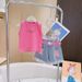 Children's Summer Suit New Style Fashionable Children's Pink Vest T Belt Raw Edge Shorts Suit Trendy._viptrois.com