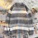 Men’s Striped Knit Sweater – Oversized Drop Shoulder Pullover With Contrast Color Blocking, Long Sleeve Casual Streetwear Top For Winter_viptrois.com