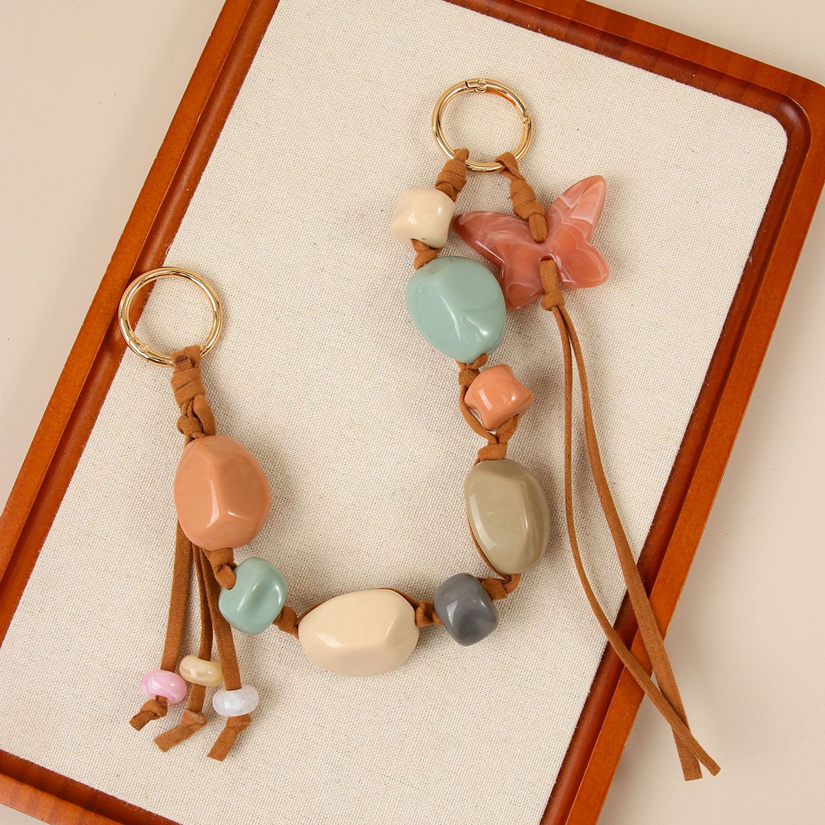 Handcrafted Bohemian Butterfly Bag Charm – Intricate Resin Beaded Fringe Pendant With Tassels For Purses, Backpacks & Keychains (Artisan Blue/Green)_viptrois.com