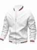 2024 Spring Autumn Collar And Cuff Striped Windproof Lightweight Jacket, College Simple Style Top_viptrois.com