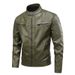 Men's Clothing Men's Pu Retro Leather Jacket Stand Collar Motorcycle Style With Velvet Lining_viptrois.com