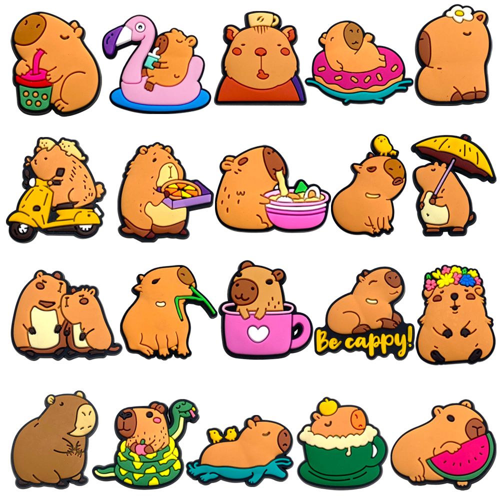 20 Capybara Cute Shoes Set Flower Shoe Buckle DIY Garden Shoe Accessories Accessories_viptrois.com