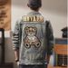 Men's Clothing high end light colored motorcycle denim jacket men's fashion brand old retro heavy duty bear jacket embroidered gown trend_viptrois.com