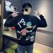 Spring And Autumn Graffiti Printed Long Sleeve T-shirt For Men's Trendy Plus Size Casual Slimming Hoodie Round Neck_viptrois.com