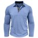 Men's Clothing Men's Long Sleeve T-Shirt With Collar - Comfortable Cotton Blend Fabric, Classic Fit, Multiple Colors For Everyday Wear_viptrois.com