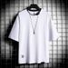 Summer Short-sleeved T-shirt Men's Hong Kong Style Trendy Bottoming T-shirt Students Loose Personalized Round Neck T-shirt Clothes For Men 3050_viptrois.com