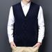 Men's Wool Blend V-Neck Sleeveless Sweater Vest - Casual Solid Color Pullover For Autumn, Slim Fit, Lightweight & Breathable_viptrois.com