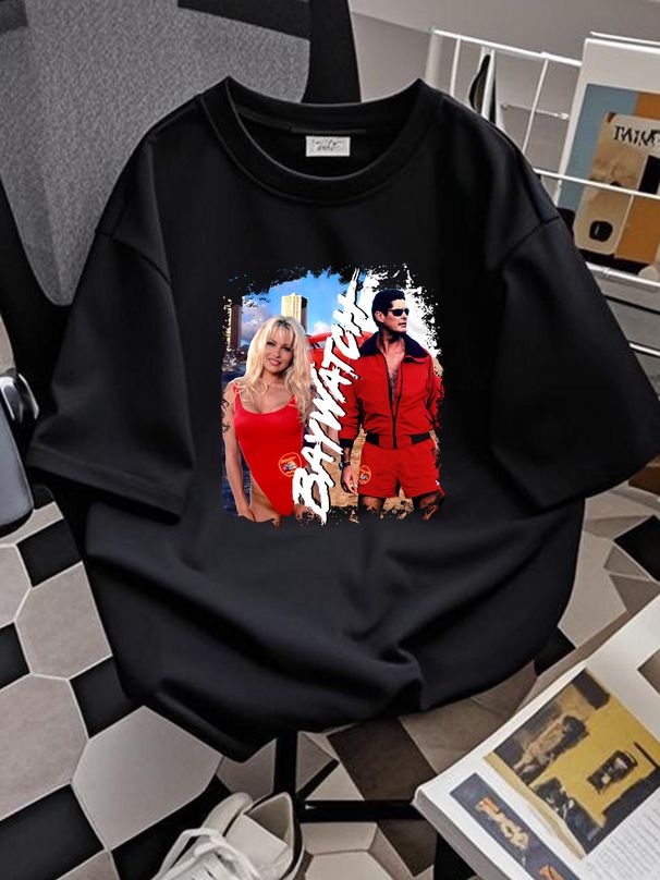 Baywatch Pamela Anderson David Hasselhoff Men's T Shirt TV Beach Lifeguard Hoff Summer Unisex Fashion Stretched Slightly Casual Streetwear_viptrois.com